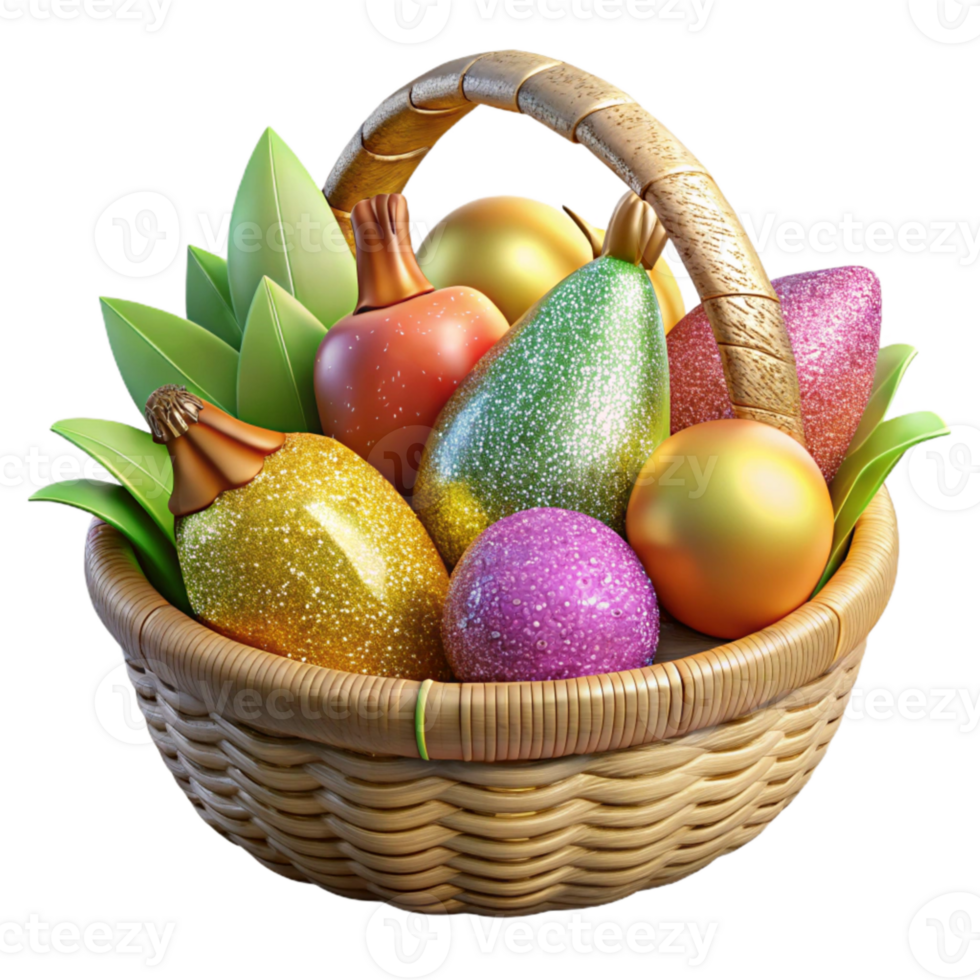magnificent minimalist Tropical Fruit Basket Cutout for Food Illustrations premium png