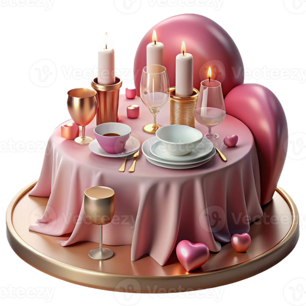 impressive rustic Valentines Day Romantic Dinner Setting Cutout for Couple's Night premium png