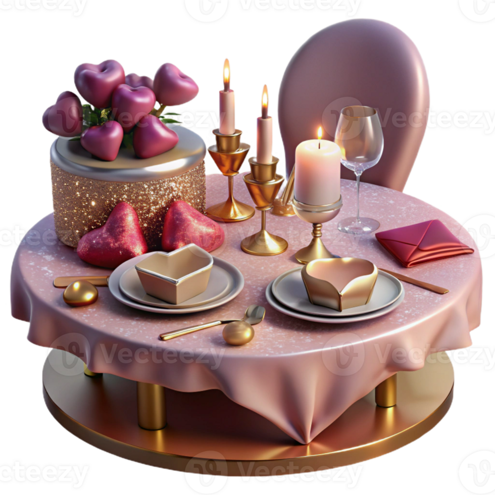 stunning vintage Valentines Day Romantic Dinner Setting Cutout for Couple's Night exclusive png