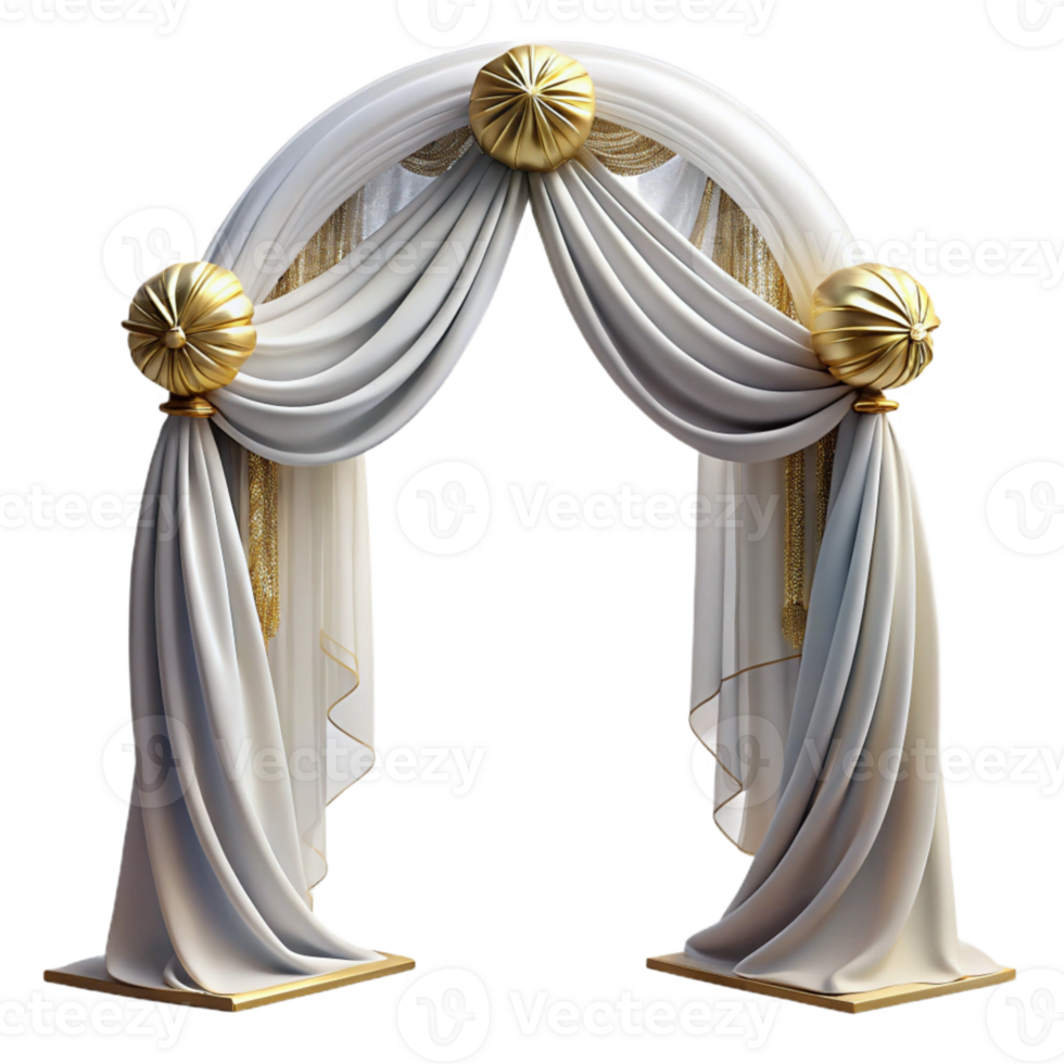elegant rustic Wedding Arch Draped Fabric White Cutout for Ceremony Backdrops exclusive png