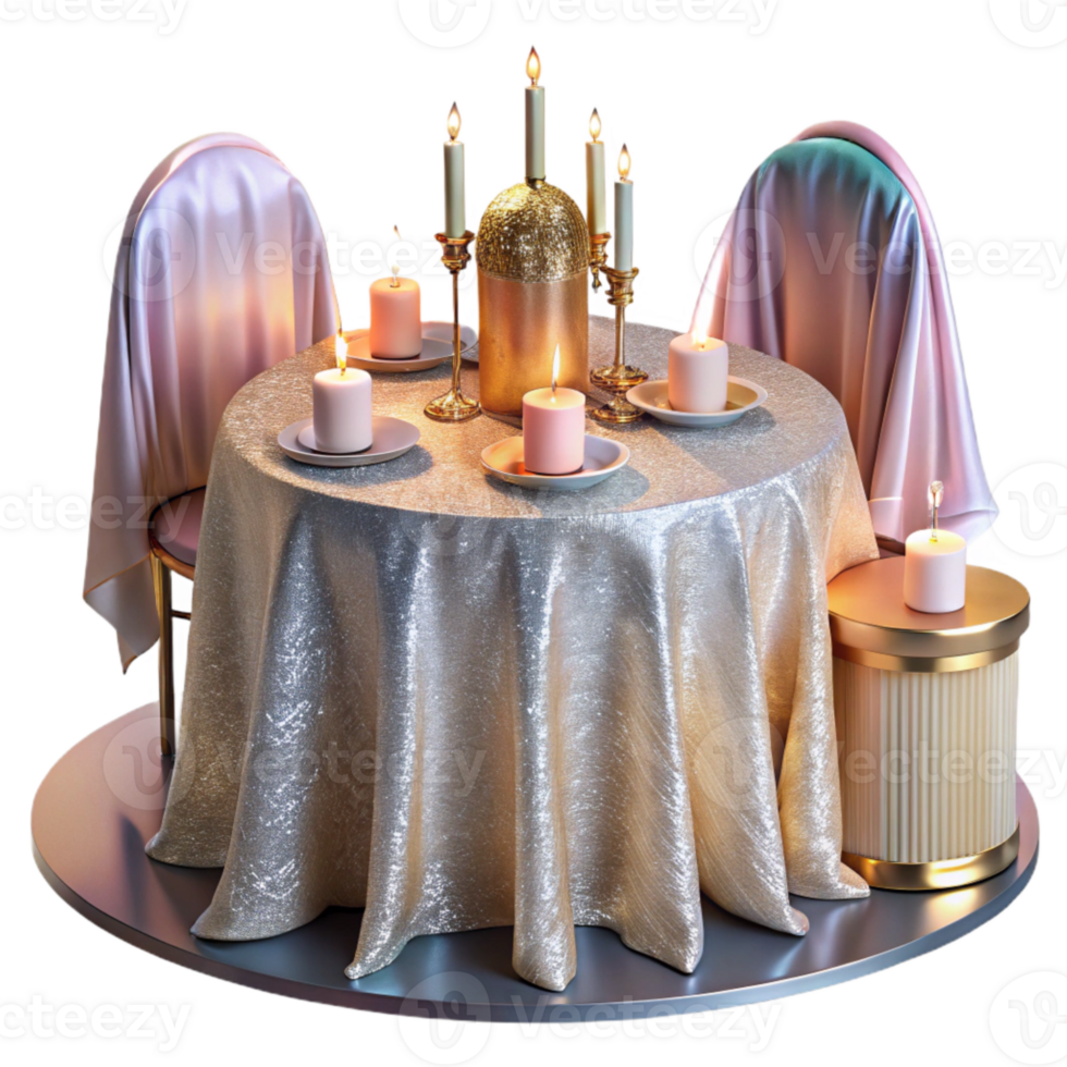 vibrant contemporary Wedding Reception Tables Decorated Cutout for Event Planning detailed png