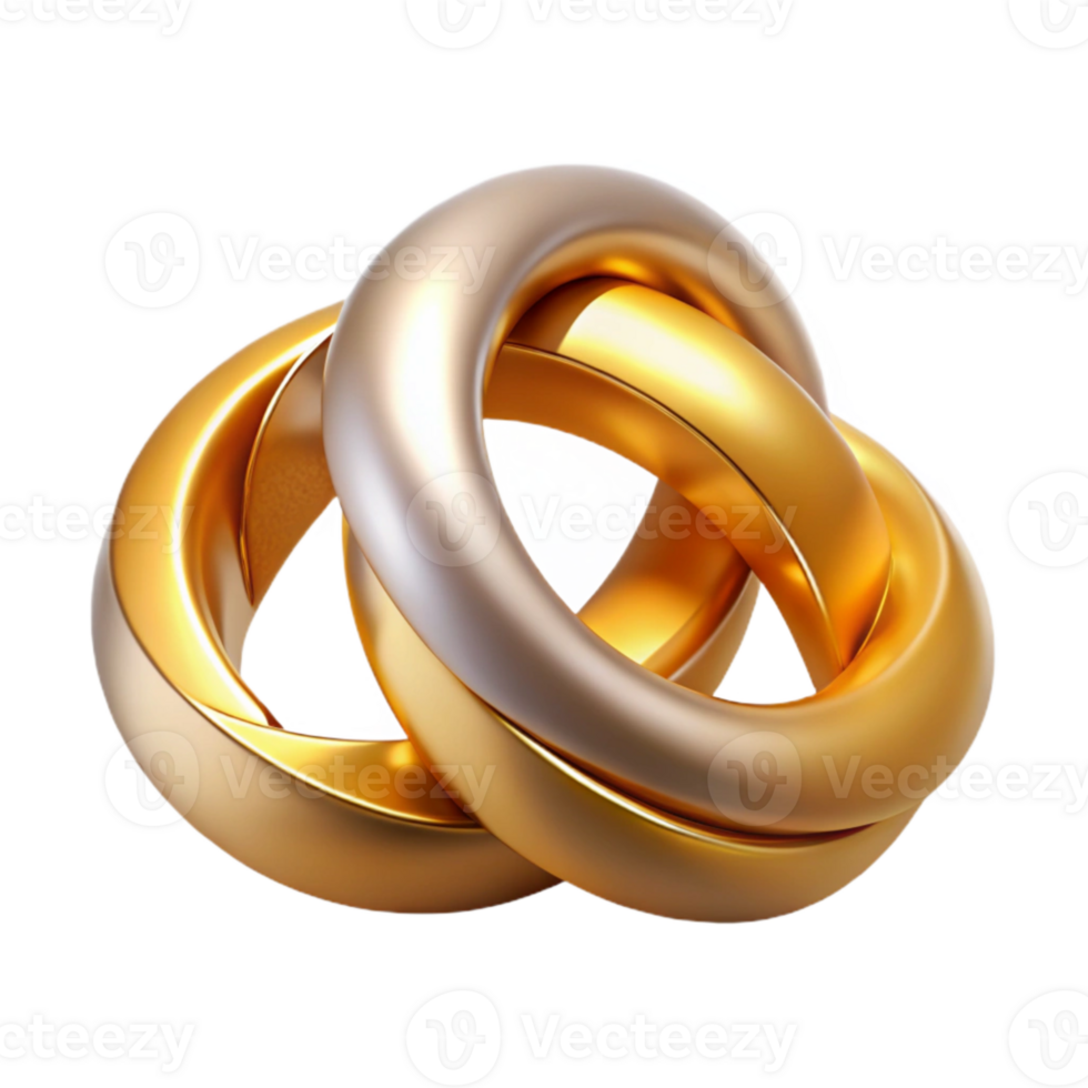 elegant rustic Wedding Rings Gold Intertwined Cutout for Invitations high quality png