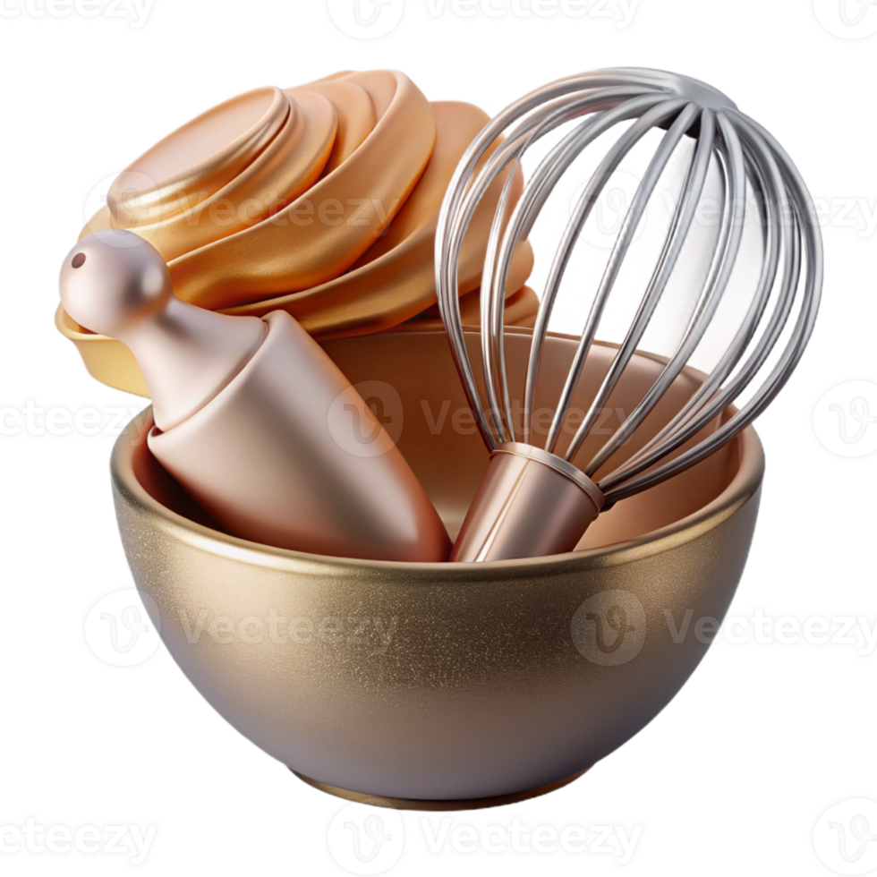 serene artistic Whisk and Bowl gold Utensils Transparent for Baking Blogs png