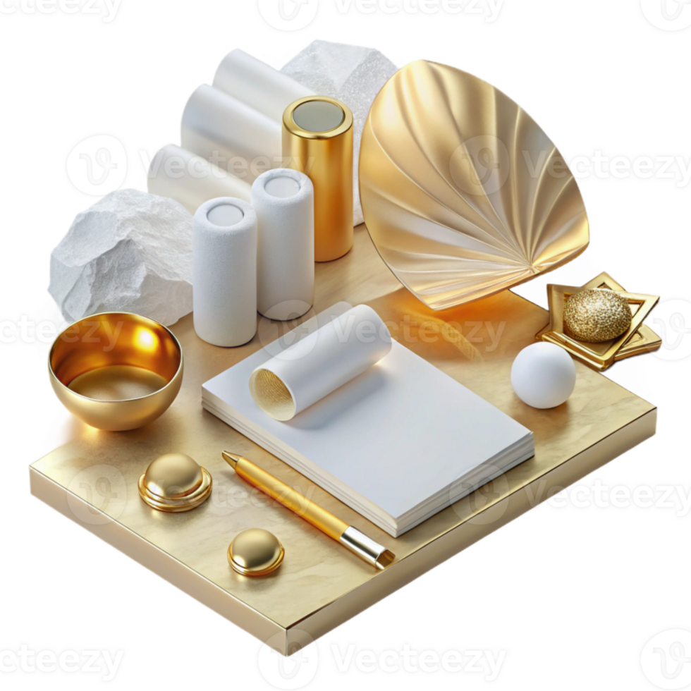 dramatic artistic White Stationery Mockup on Table Cutout for Portfolio high quality png