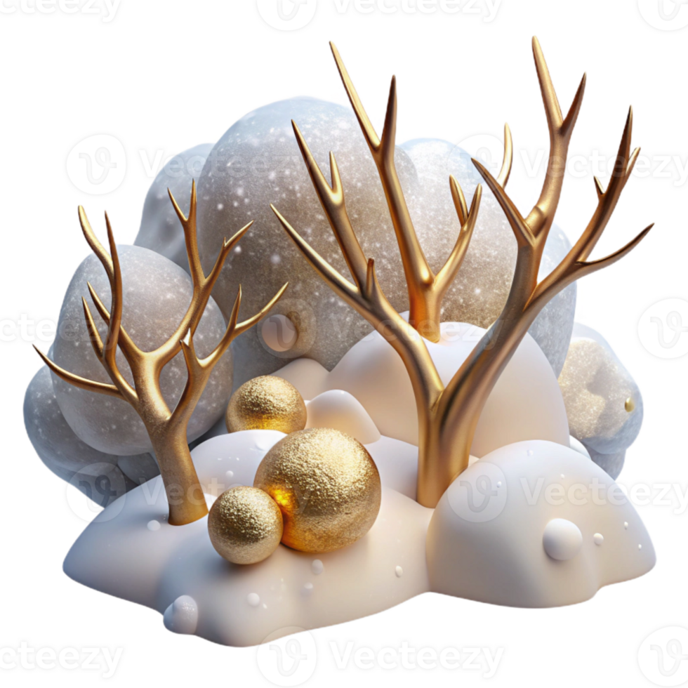 serene creative Winter Branches with Snow Isolated Scenic Landscape detailed png