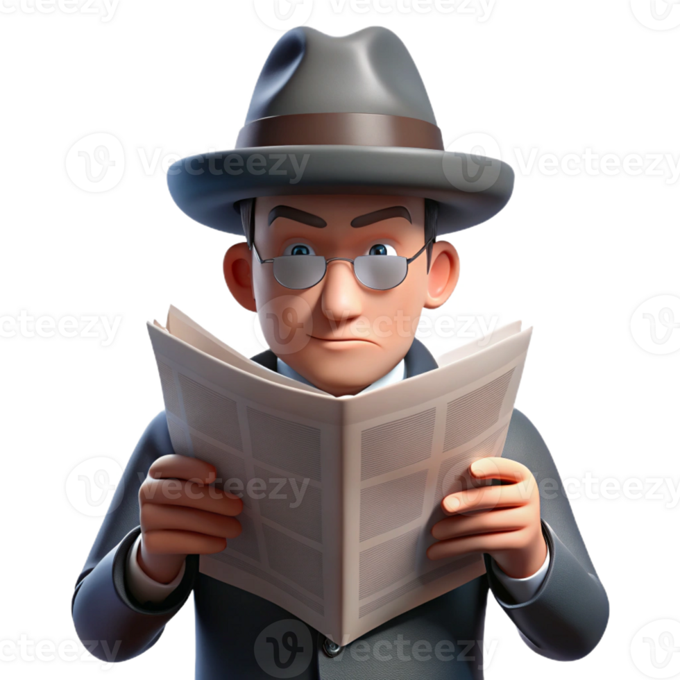 dramatic rustic A man in a fedora hiding his face with a newspaper, only his eyes visible, mysterious noir style professional png
