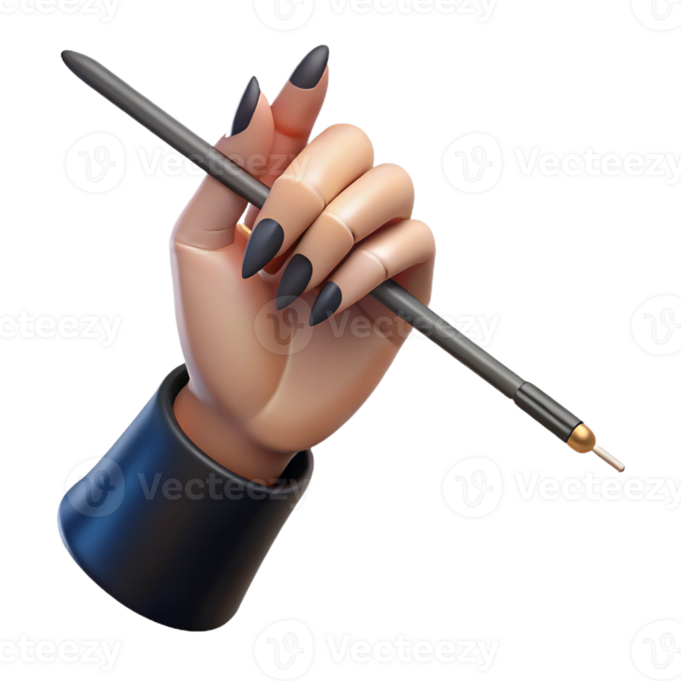 wonderful creative A woman's hand with long, painted nails holding a cigarette holder, elegant noir style 4K png