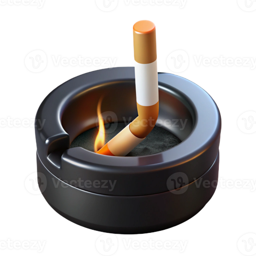 stunning traditional A burning cigarette in an ashtray, surrounded by darkness, symbolic noir style premium png