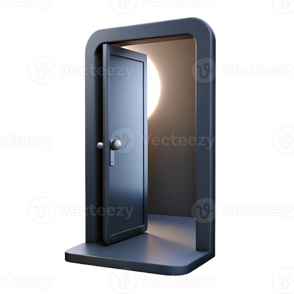 stunning creative A half-open door leading into a dark room, suspenseful noir style genuine png