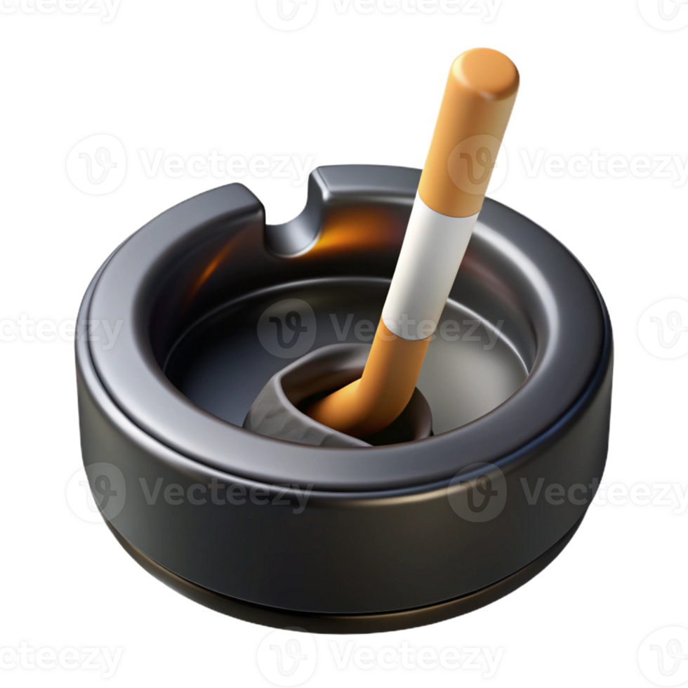wonderful minimalist A burning cigarette in an ashtray, surrounded by darkness, symbolic noir style 4K png