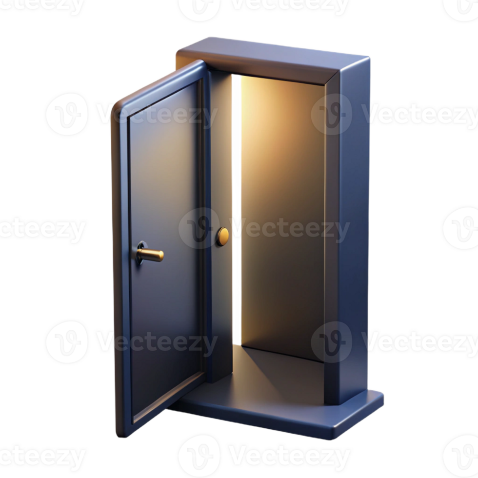 wonderful vintage A half-open door leading into a dark room, suspenseful noir style professional png