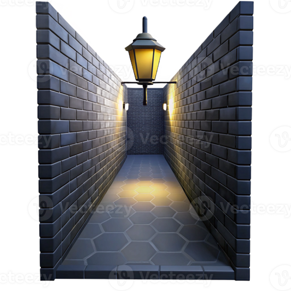 elegant traditional A dark alleyway with a single lightbulb illuminating a brick wall, gritty noir style original png