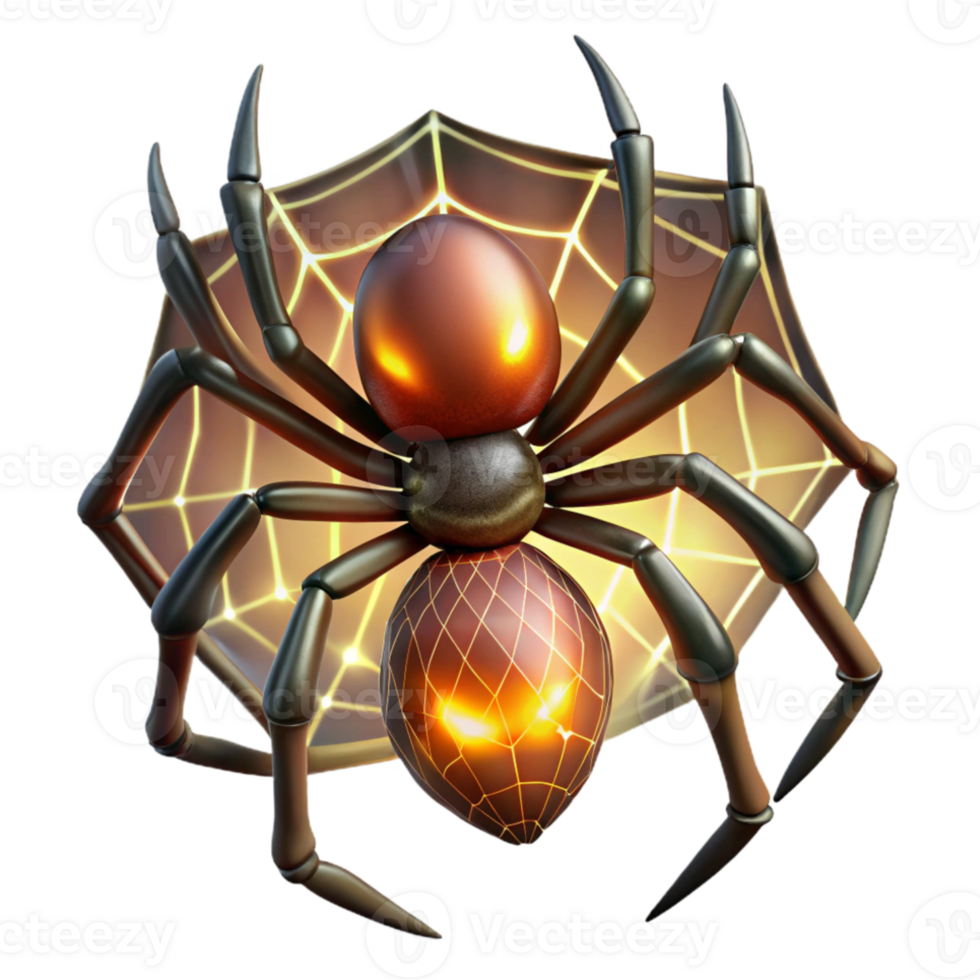 elegant modern A cunning Anansi spider spinning a web of intricate design, illuminated by the soft glow of fireflies. Tribal art style 4K png