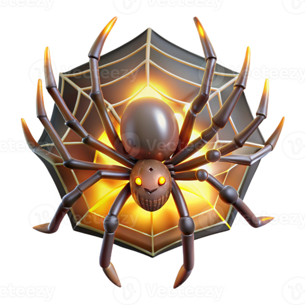 impressive modern A cunning Anansi spider spinning a web of intricate design, illuminated by the soft glow of fireflies. Tribal art style original png