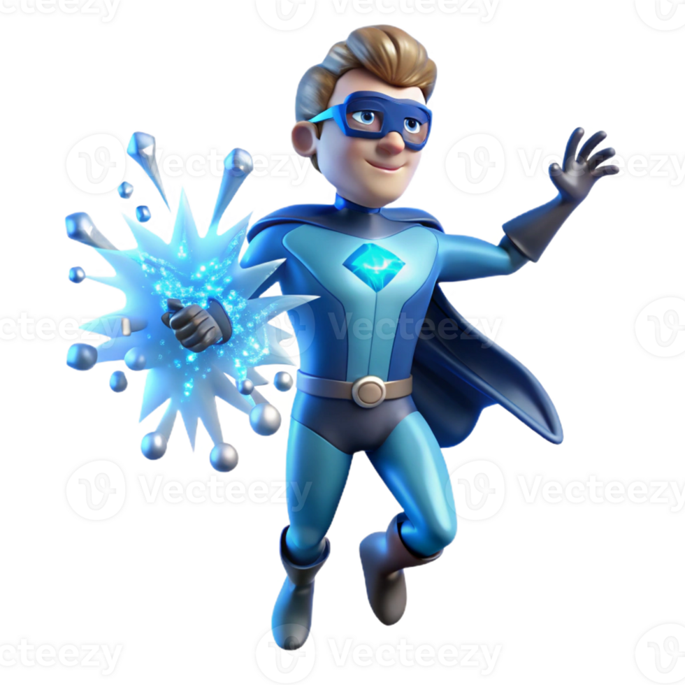 beautiful minimalist A sound-based superhero with sonic waves radiating from their body, shattering glass, bathed in a cool, blue light, in a stylized, graphic novel style high resolution png
