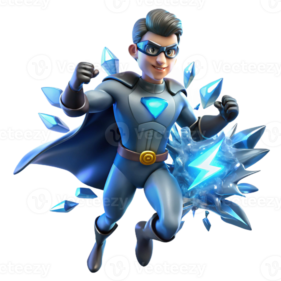 magnificent artistic A sound-based superhero with sonic waves radiating from their body, shattering glass, bathed in a cool, blue light, in a stylized, graphic novel style genuine png