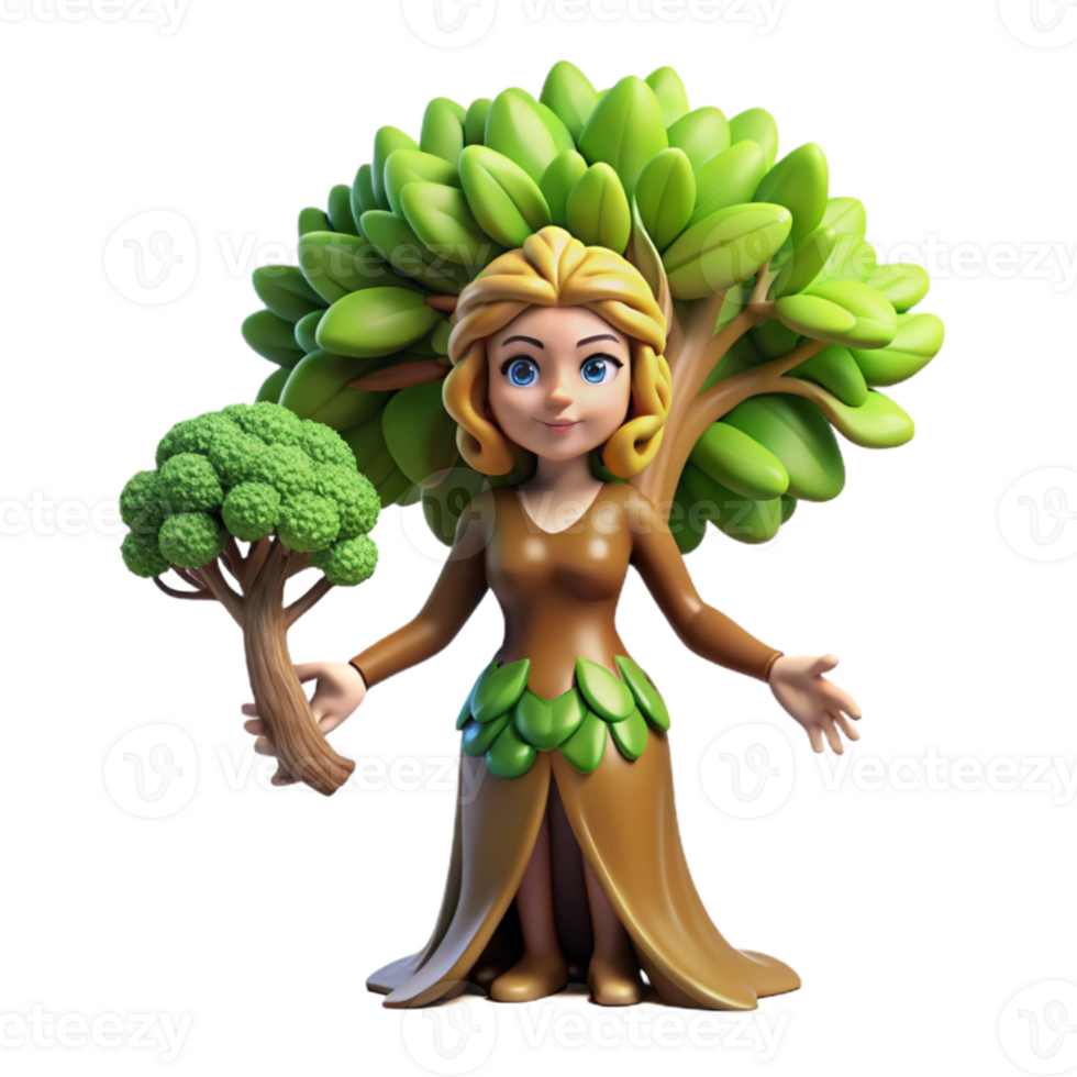 vibrant minimalist A serene dryad merging with a giant oak tree, bathed in the dappled sunlight of a forest clearing. Fantasy art style genuine png