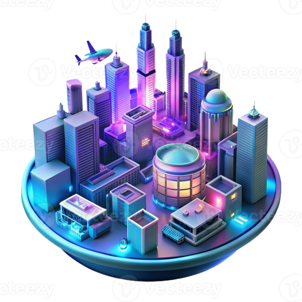 extraordinary contemporary Futuristic cityscape, flying vehicles, neon lights, cyberpunk style, cinematic lighting, digital art, exclusive png