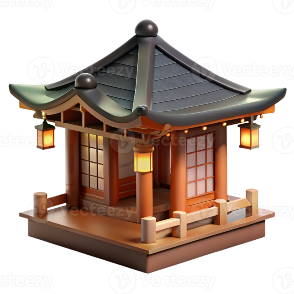 impressive artistic Japanese tea house, traditional design, wooden structure, soft diffuse light, zen style, digital art, original png