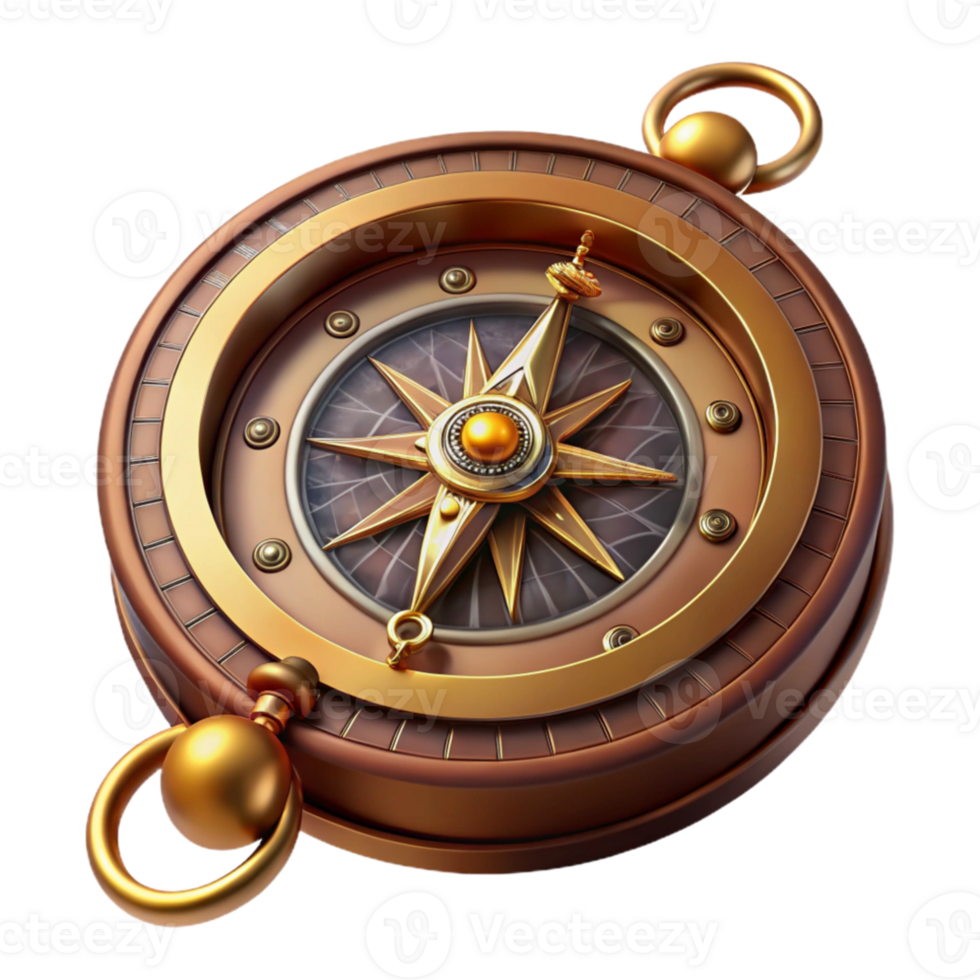 dramatic creative A detailed steampunk compass with ornate carvings and a spinning needle, illuminated by a soft, ambient light high resolution png