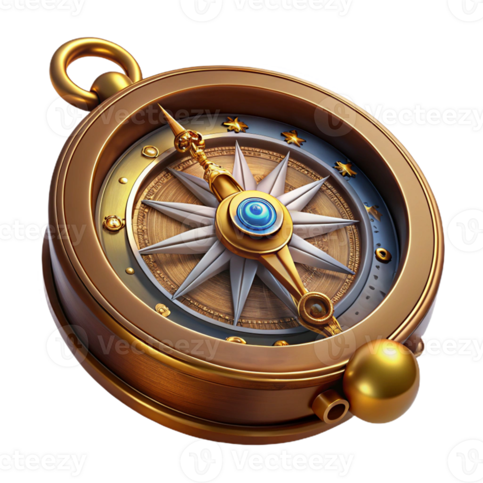 dramatic rustic A detailed steampunk compass with ornate carvings and a spinning needle, illuminated by a soft, ambient light genuine png