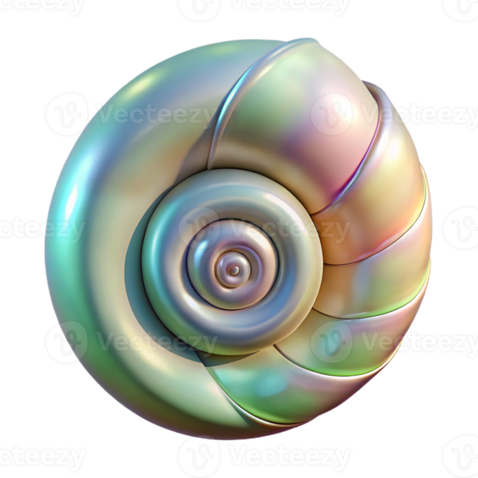 serene creative A spiral seashell, pearlescent and iridescent, studio lighting, Art Nouveau style detailed png