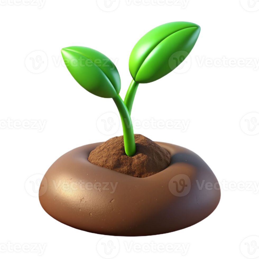 elegant rustic A sprouting seedling pushing through rich soil, close-up, dramatic lighting authentic png