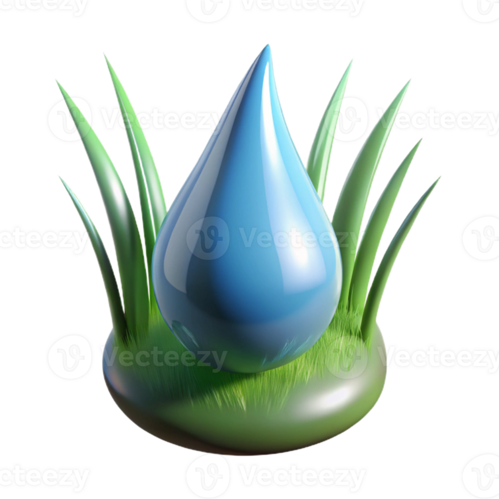vibrant artistic A single raindrop on a blade of grass, macro photography, reflective lighting premium png