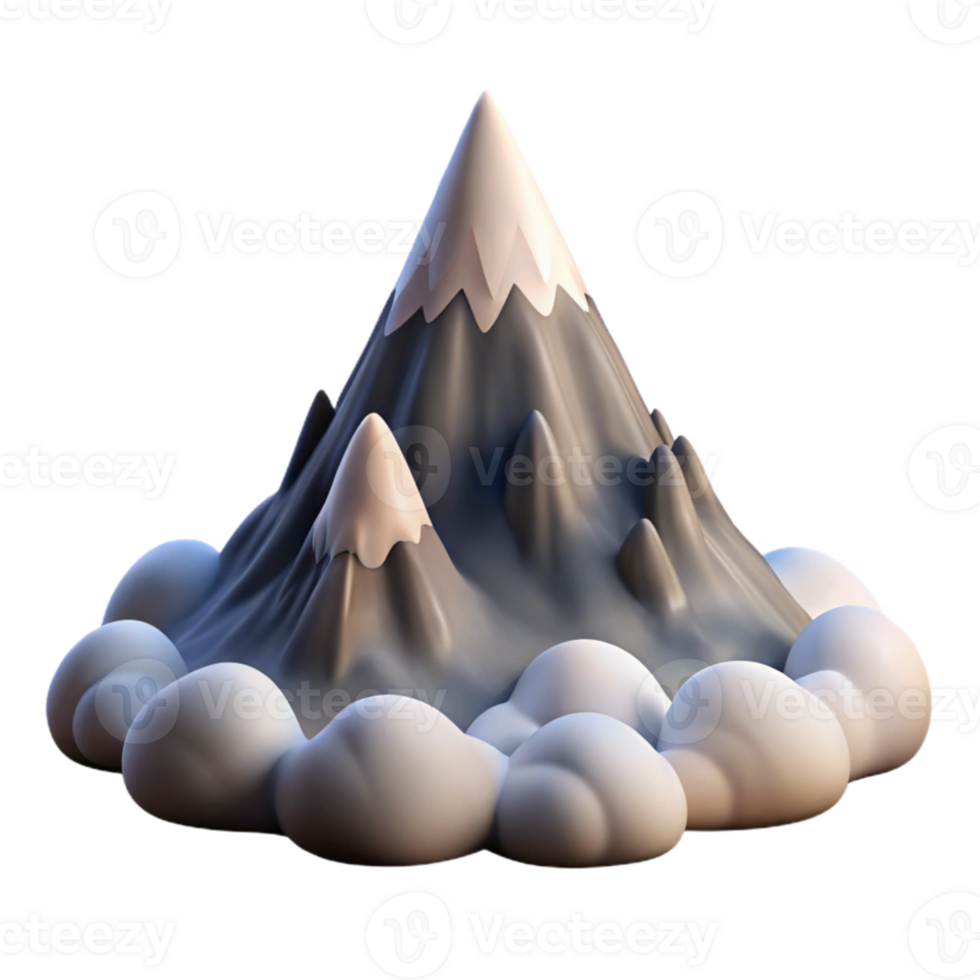 impressive artistic A majestic mountain peak piercing through the clouds, dramatic lighting, realistic style original png