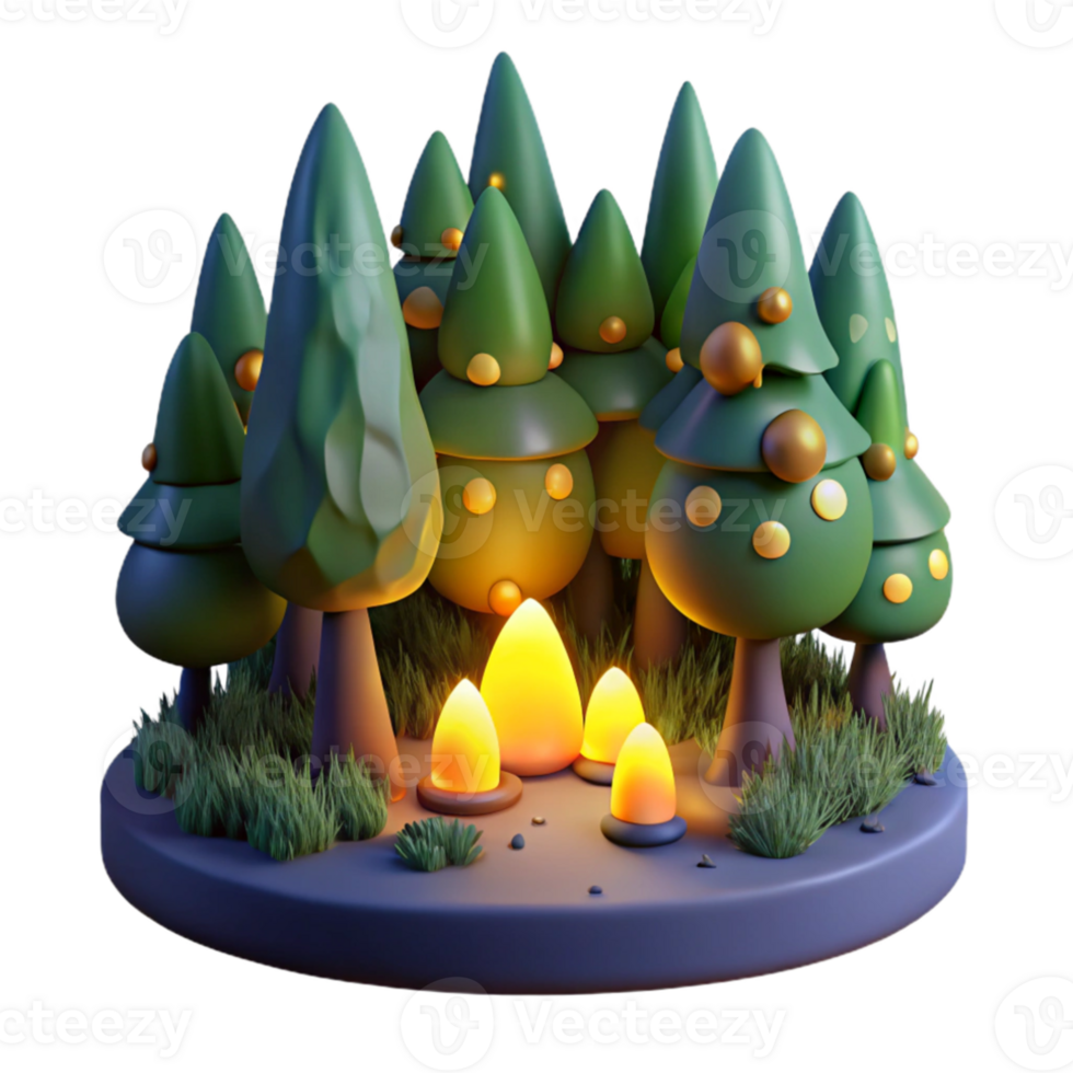 impressive classic A group of fireflies illuminating a dark forest, magical realism style premium png