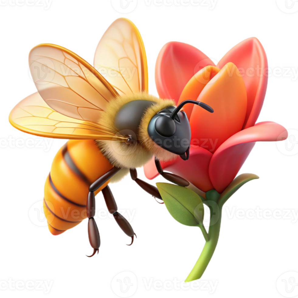 stunning rustic A close-up of a bee collecting pollen from a flower, macro photography, natural lighting original png