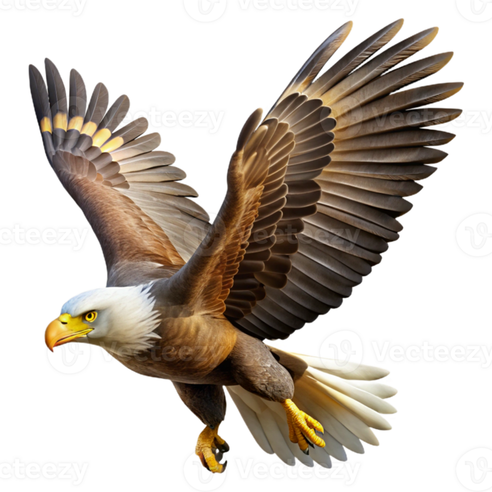 serene contemporary A majestic eagle soaring through the sky, realistic style, dramatic lighting authentic png