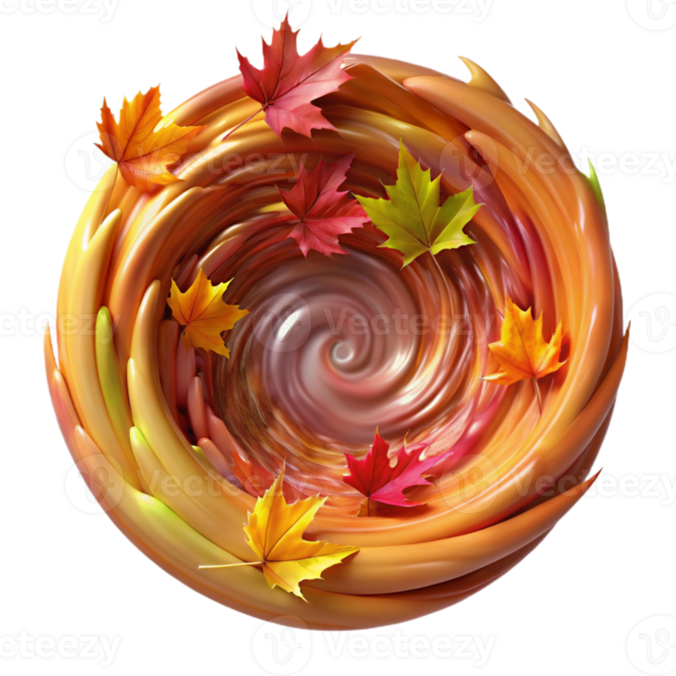 wonderful classic A swirling vortex of autumn leaves in vibrant hues, dynamic motion blur, impressionist painting style premium png