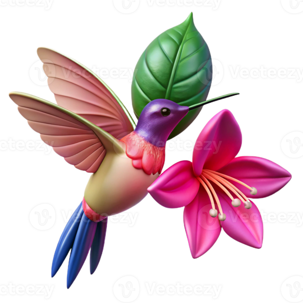 stunning vintage A hummingbird hovering near a vibrant fuchsia flower, delicate details, nature photography style authentic png