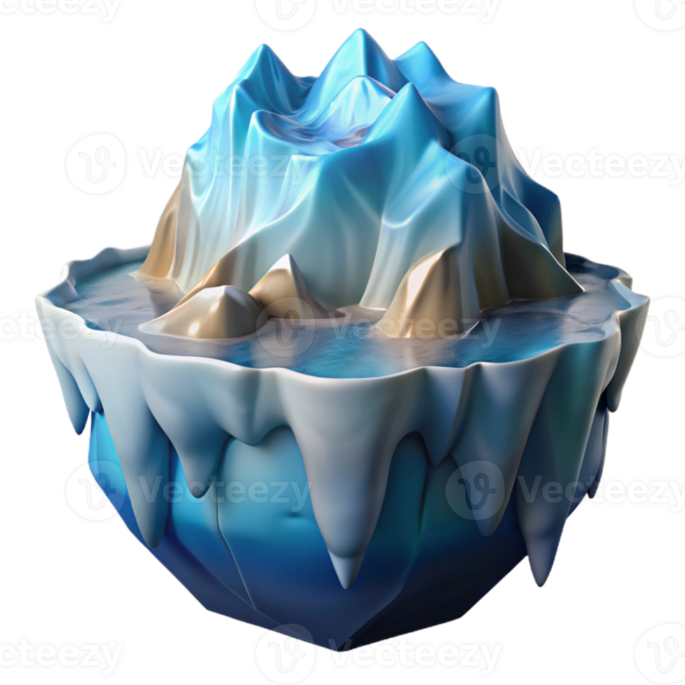 elegant rustic A melting glacier calving into the ocean, dramatic lighting, environmental photography 4K png