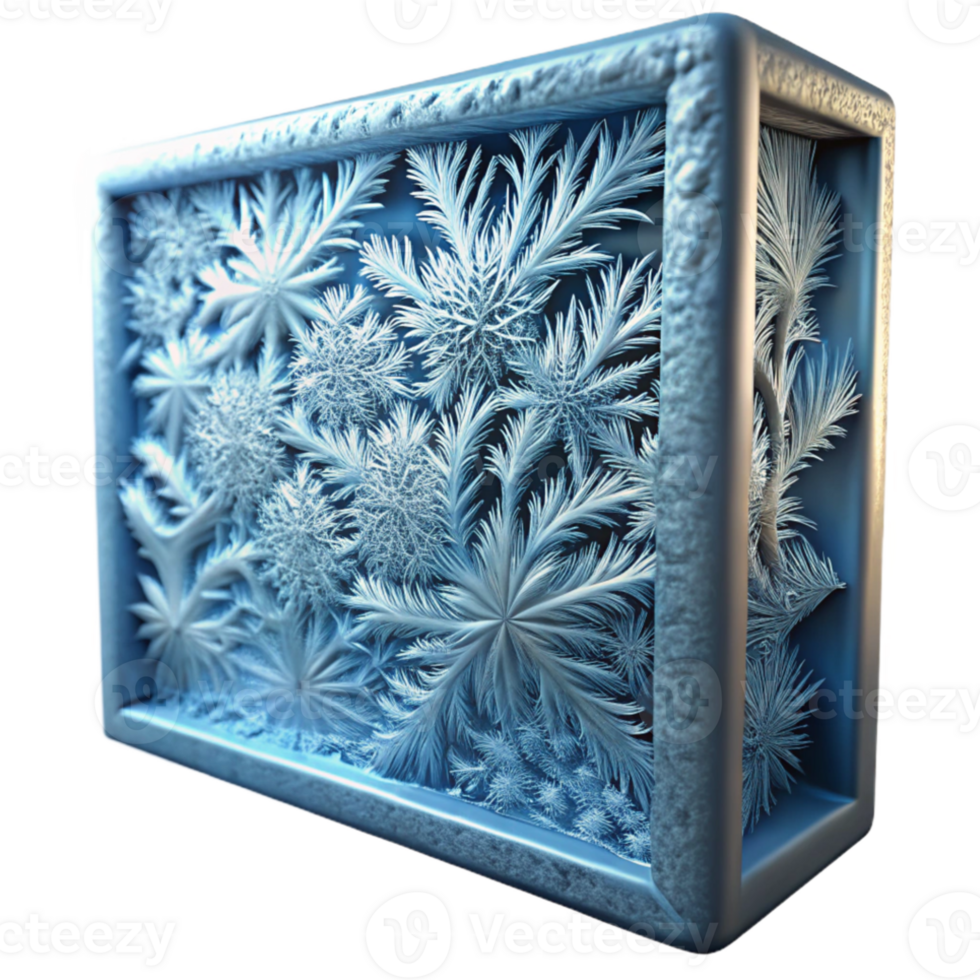 magnificent creative A close-up of frost forming on a window pane, intricate patterns, winter photography genuine png