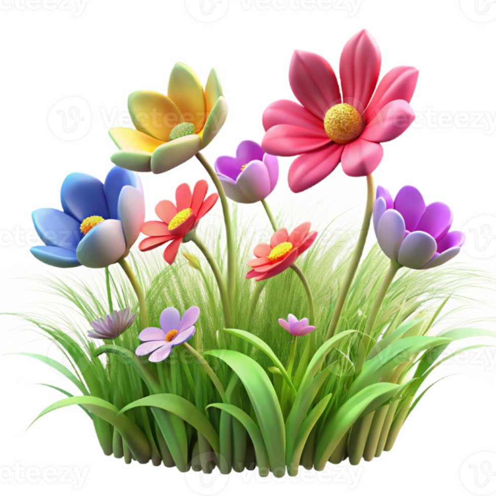 wonderful modern A field of wildflowers swaying in the wind, impressionist painting style, vibrant colors authentic png