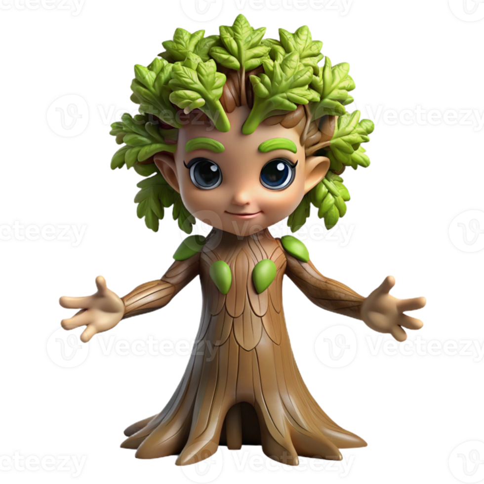 wonderful minimalist A playful dryad with bark-like skin, emerging from a giant oak tree, lit by dappled forest sunlight. Fantasy art, realistic style detailed png