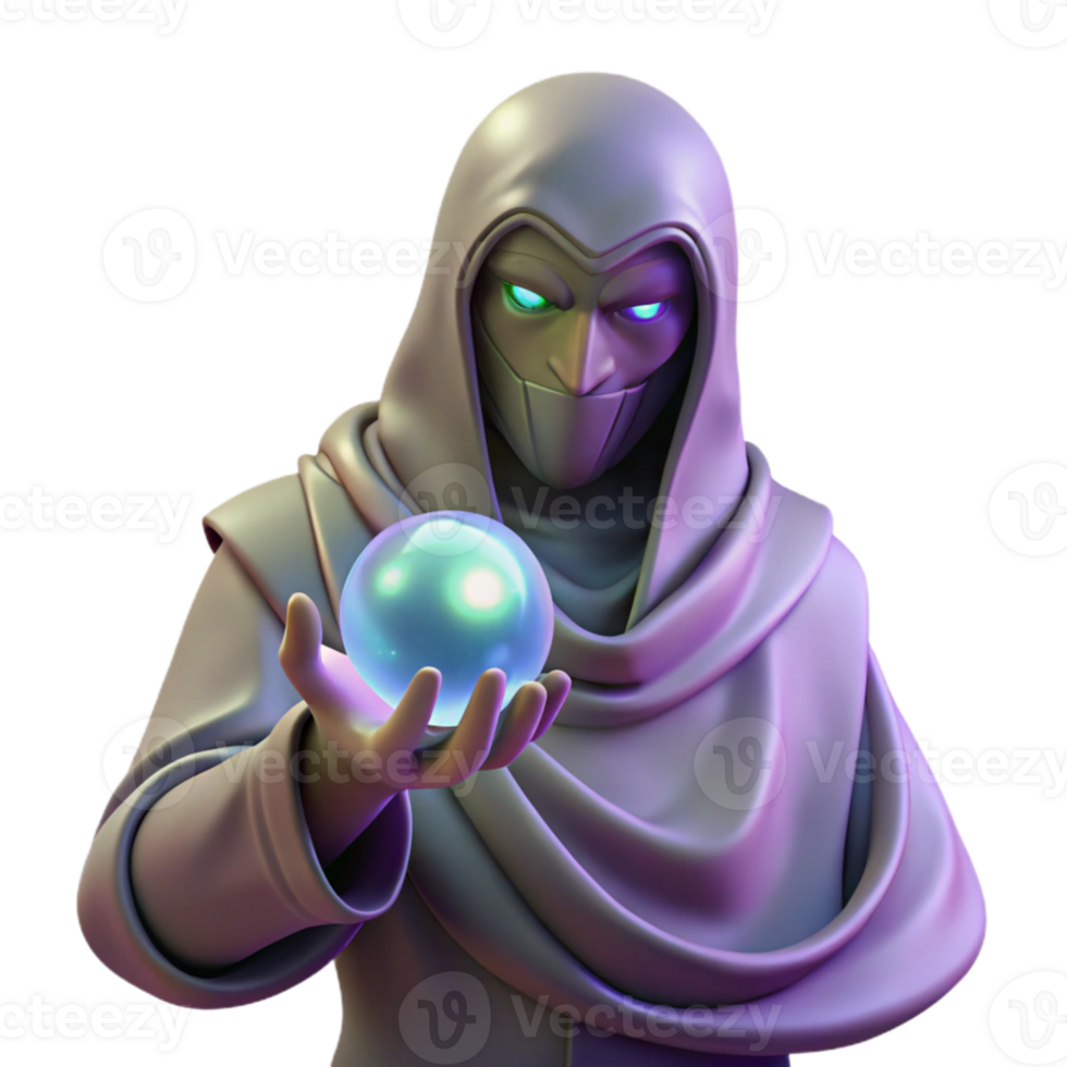 extraordinary modern A mysterious oracle with veiled eyes, holding a mystical orb, bathed in the ethereal glow of prophecy. Fantasy art, symbolic style original png