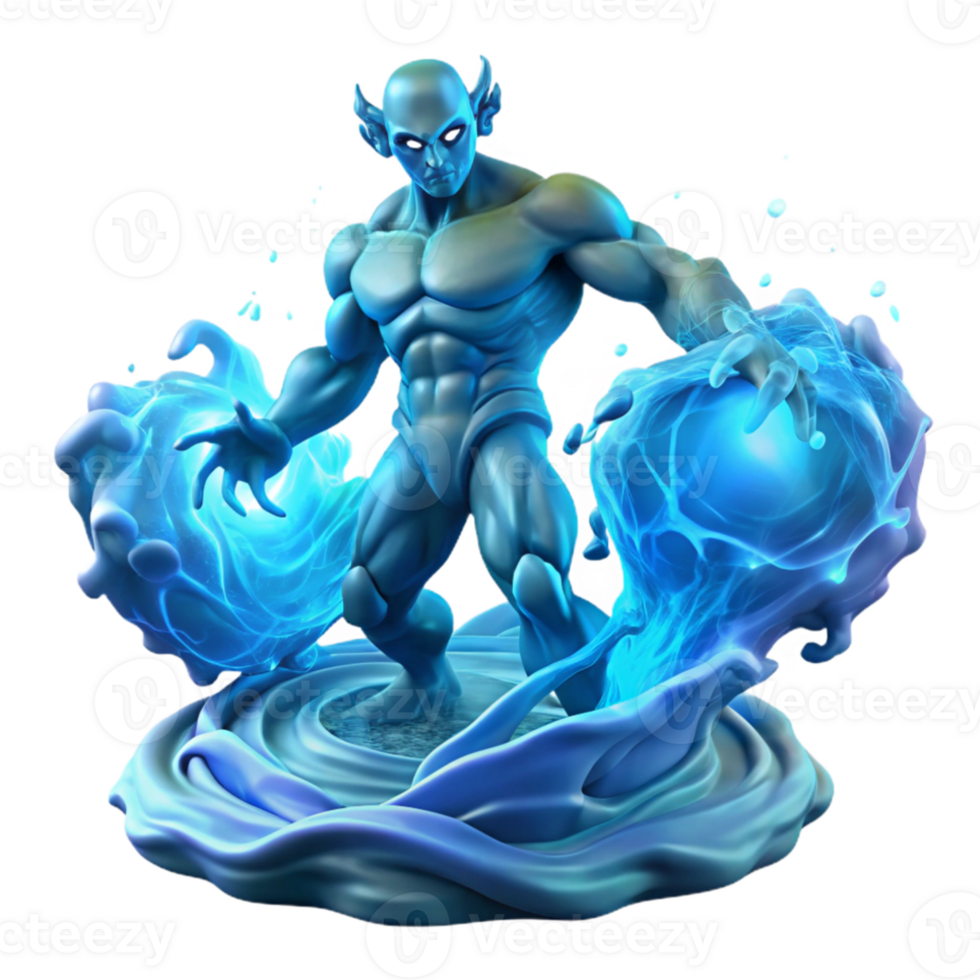 wonderful artistic A powerful elemental with body made of swirling water, controlling a raging storm, illuminated by flashes of lightning. Fantasy art, dynamic style original png