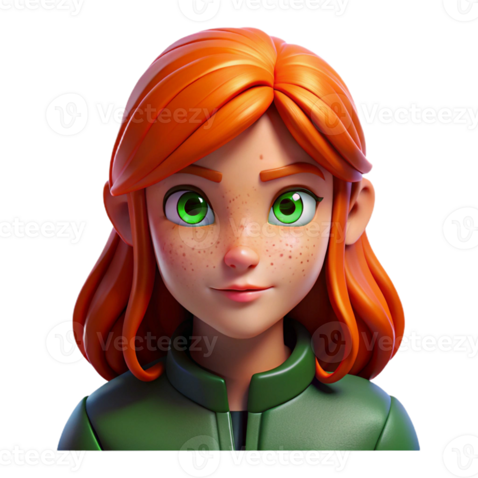 dramatic rustic Portrait of a melancholic young woman with fiery red hair, freckles, and emerald green eyes, lit by a single soft spotlight from above, Rembrandt lighting style professional png