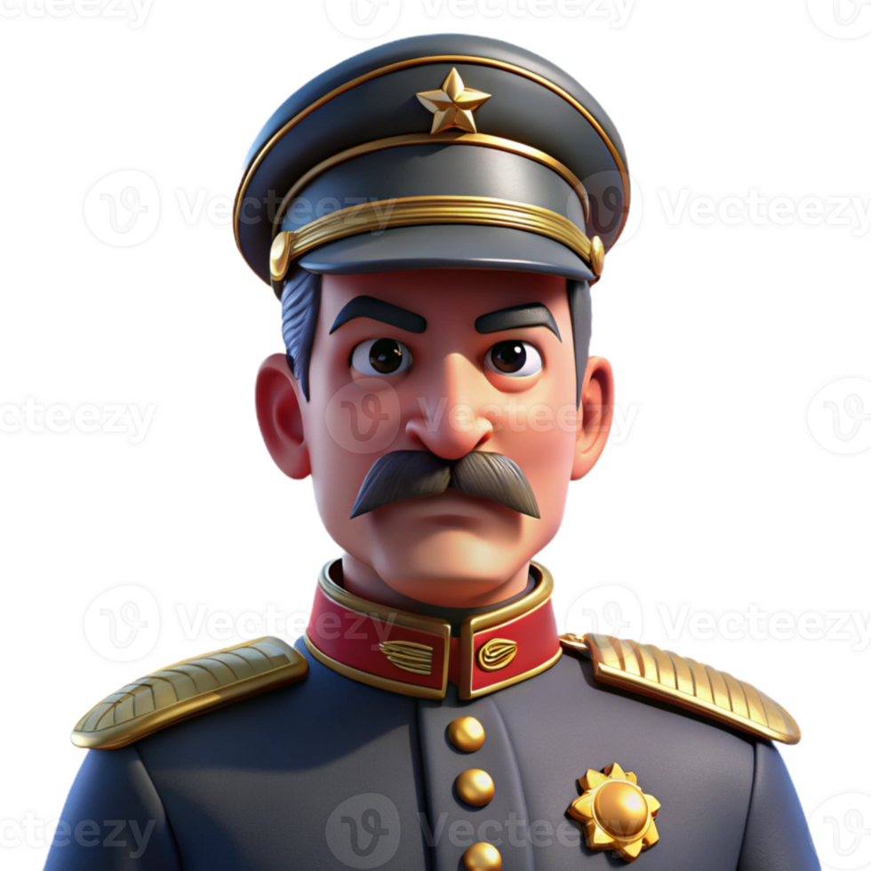magnificent abstract Portrait of a stern general with a decorated uniform, a stern expression, and a military cap, lit by strong directional lighting, military portrait style professional png