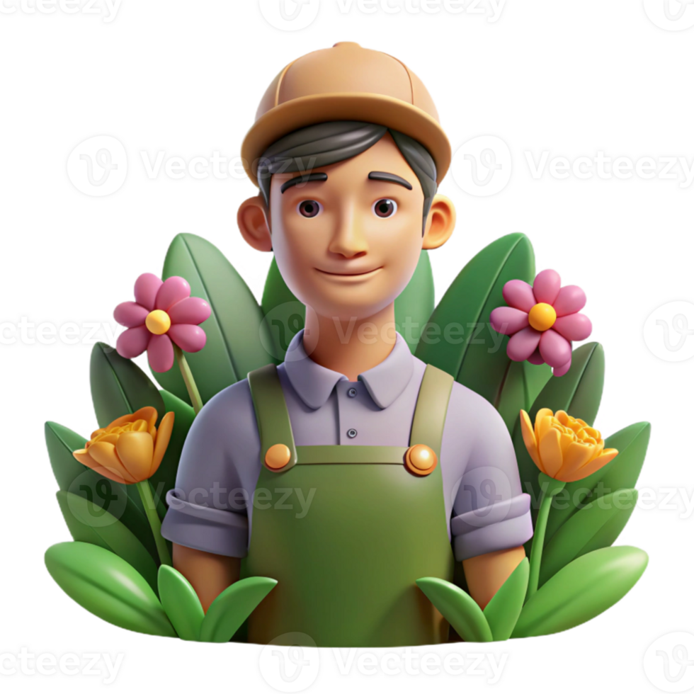 elegant abstract Portrait of a gardener surrounded by flowers, soft natural light, botanical illustration style authentic png