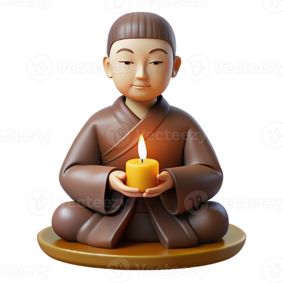 impressive rustic Portrait of a serene monk in meditation, soft candlelight, spiritual art style premium png