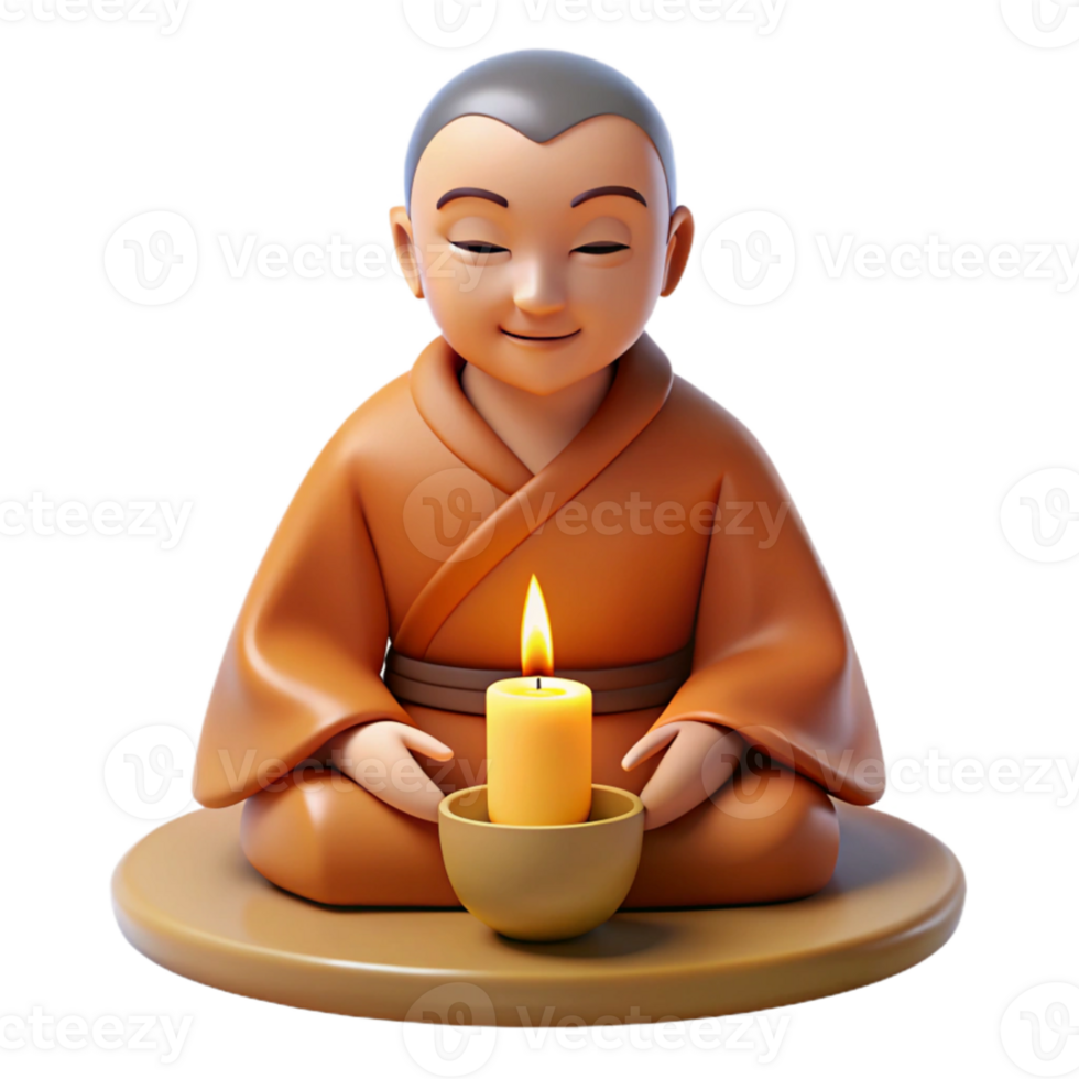 magnificent abstract Portrait of a serene monk in meditation, soft candlelight, spiritual art style high resolution png