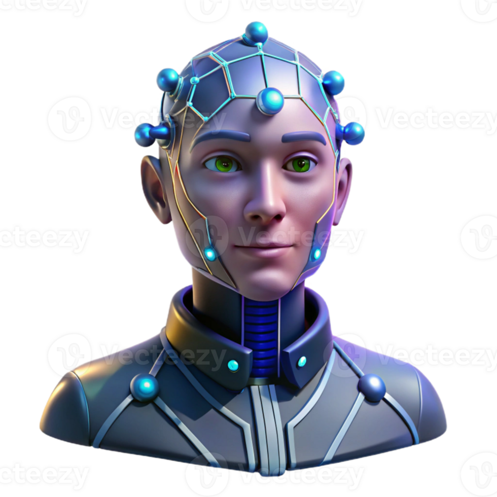 elegant classic Portrait of an AI construct with glowing circuits and data streams, futuristic lighting, digital art style high quality png