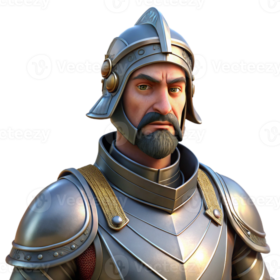 dramatic traditional Portrait of a medieval knight in full plate armor, dramatic castle lighting, historical art style professional png