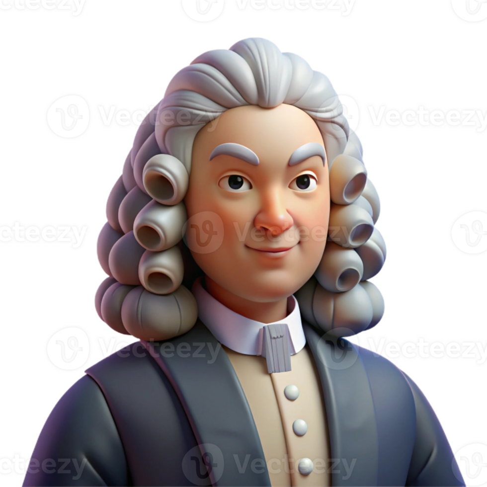 vibrant contemporary Portrait of a Baroque composer with powdered wig and elegant clothing, dramatic candlelight, Baroque art style original png