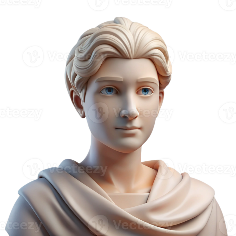 stunning contemporary Portrait of a Neoclassical figure with draped clothing and a noble pose, soft natural light, Neoclassical art style premium png