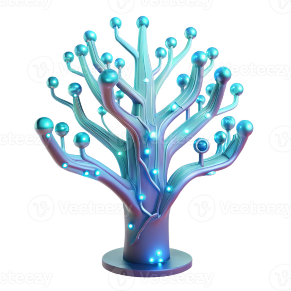 beautiful rustic A bioluminescent tree with branches made of circuit boards, ethereal lighting, fantasy art, detailed png